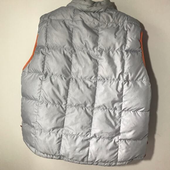 LL Bean mens XL orange grey reversible goose down puffer quilted vest 0BDC7 - Picture 7 of 13